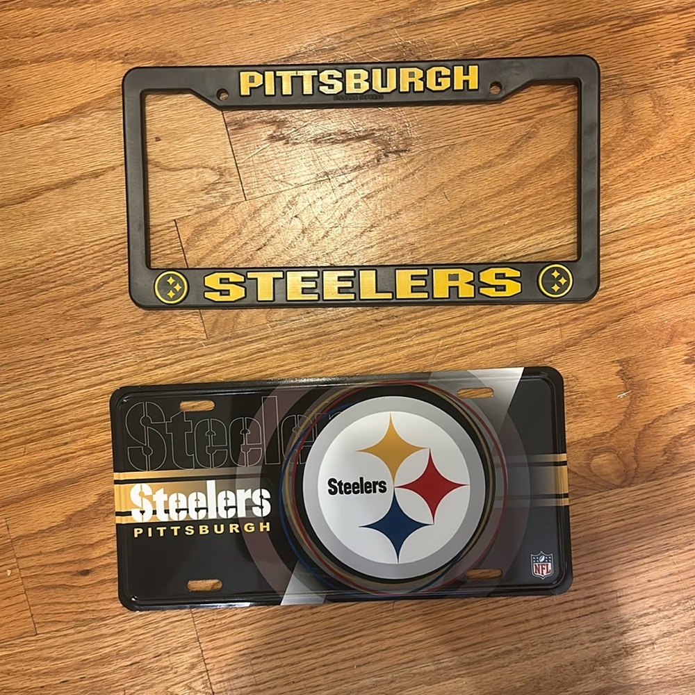 Steelers license plate and frame